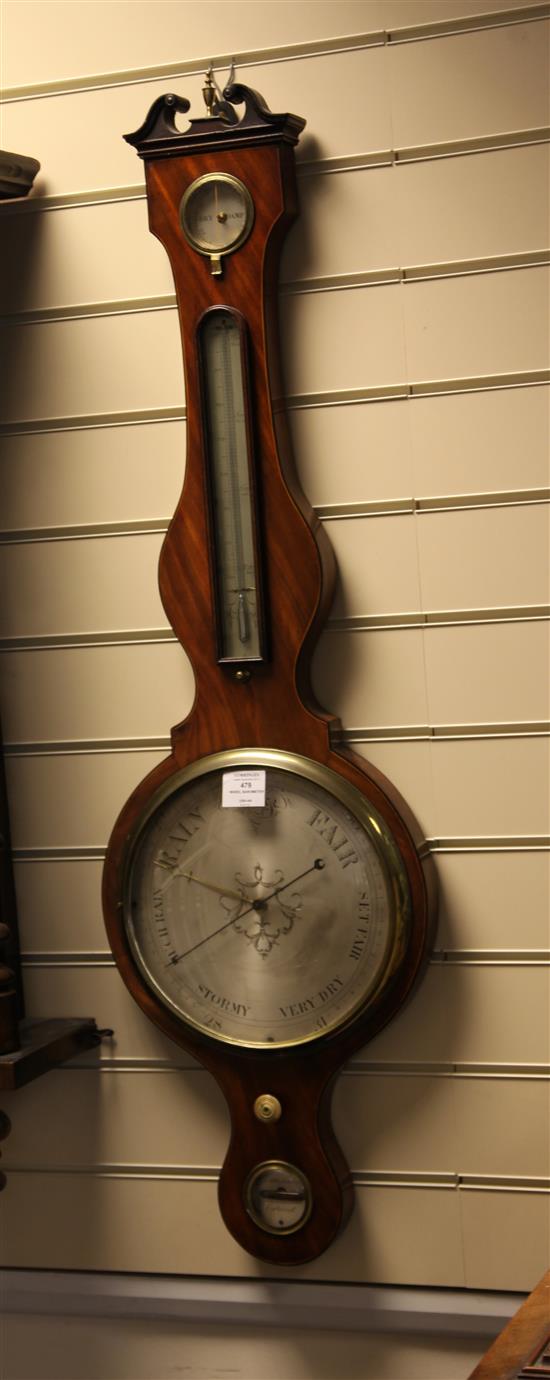 Late Regency strung mahogany wheel barometer(-)